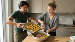 Kartoffelsalat mit Ofenkartoffeln und Champignons: so bekommst du richtiges Röstaroma