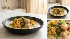 Blumenkohlcurry mit Zander – cremig mit Kokosmilch und geröstetem Blumenkohl