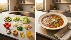 Schnelle Minestrone mit Bohnen und Vollkornnudeln – perfekt zum Vorkochen