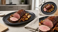 Rehrückenbraten aus dem Ofen mit Pfifferlingen und Drillingen – so bleibt er saftig