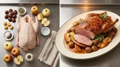Gefüllte Weihnachtsgans mit Maronen und Äpfeln – außen knusprig, innen saftig