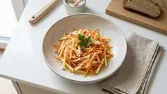 Apfel-Möhren-Salat in 10 Minuten: knackig, frisch und mit Zitronen-Apfel-Dressing