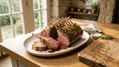 Lammkarree mit Kräuterkruste aus dem Ofen – außen knusprig, innen schön rosa