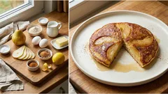 Birnen-Pfannkuchen mit Zimt: so werden die Birnenspalten schön karamellisiert