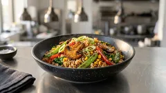 Vegane Reispfanne mit buntem Gemüse – in 15 Minuten aus gekochtem Reis