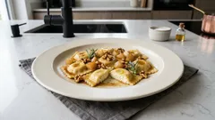 Ricotta-Ravioli mit Birne und Walnüssen – in Butter geschwenkt, elegant und einfach gemacht
